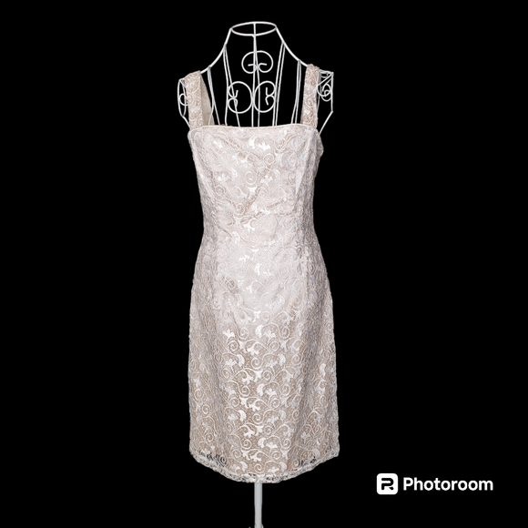 Scott McClintock Lace Overlay Sheath Dress Size 8 - Picture 2 of 8